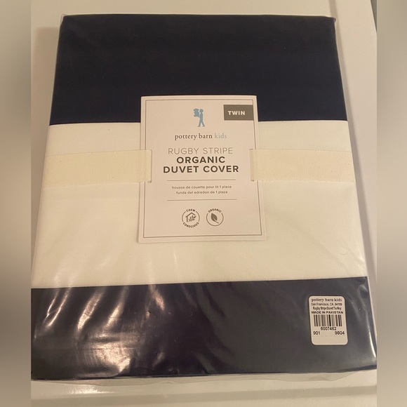 Pottery Barn Kids twin organic rugby stripe duvet cover - Picture 2 of 3